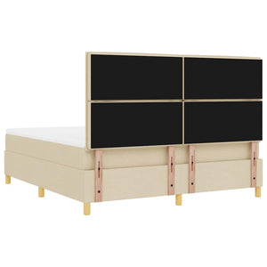 vidaXL LED Box Spring Bed with Mattress Cream 180 x 200 cm Fabric