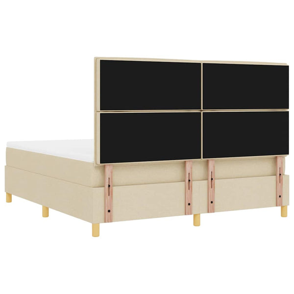 vidaXL LED Box Spring Bed with Mattress Cream 180 x 200 cm Fabric