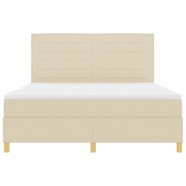 vidaXL LED Box Spring Bed with Mattress Cream 180 x 200 cm Fabric