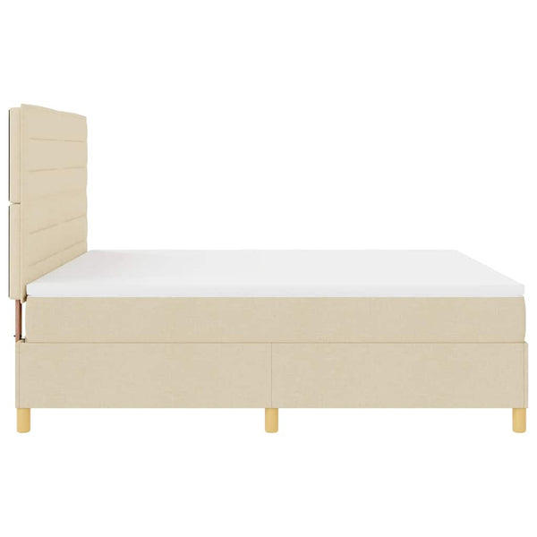 vidaXL LED Box Spring Bed with Mattress Cream 180 x 200 cm Fabric