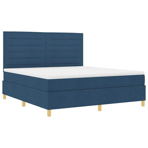 vidaXL LED Box Spring Bed with Mattress Blue 180 x 200 cm Fabric