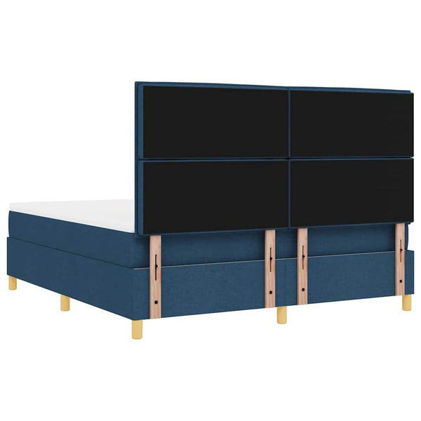 vidaXL LED Box Spring Bed with Mattress Blue 180 x 200 cm Fabric