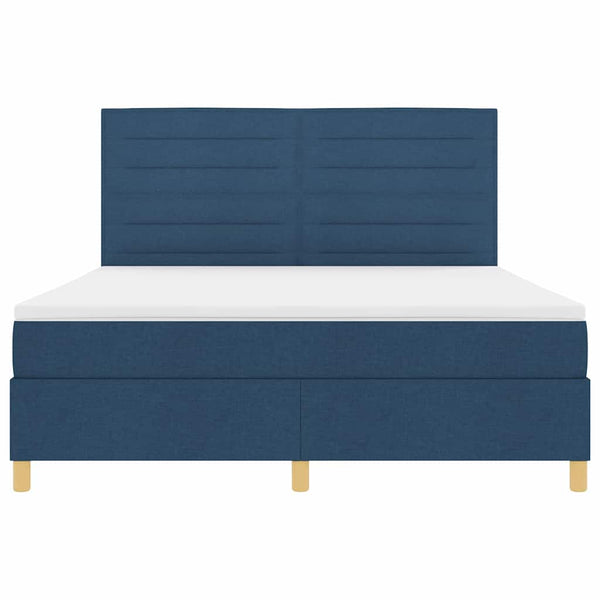 vidaXL LED Box Spring Bed with Mattress Blue 180 x 200 cm Fabric