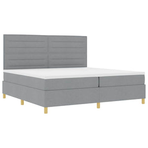vidaXL LED Box Spring Bed with Mattress Light Gray 200 x 200 cm Fabric