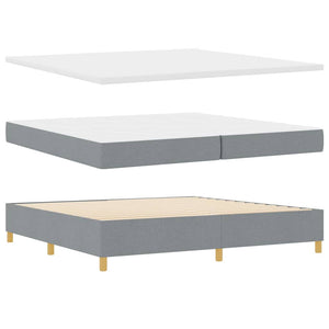 vidaXL LED Box Spring Bed with Mattress Light Gray 200 x 200 cm Fabric