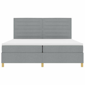 vidaXL LED Box Spring Bed with Mattress Light Gray 200 x 200 cm Fabric