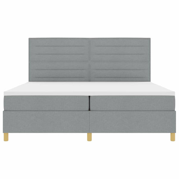 vidaXL LED Box Spring Bed with Mattress Light Gray 200 x 200 cm Fabric