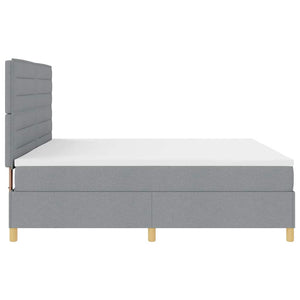 vidaXL LED Box Spring Bed with Mattress Light Gray 200 x 200 cm Fabric