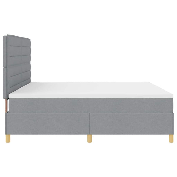 vidaXL LED Box Spring Bed with Mattress Light Gray 200 x 200 cm Fabric