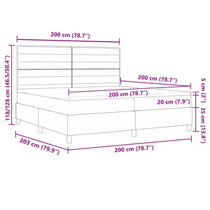 vidaXL LED Box Spring Bed with Mattress Light Gray 200 x 200 cm Fabric