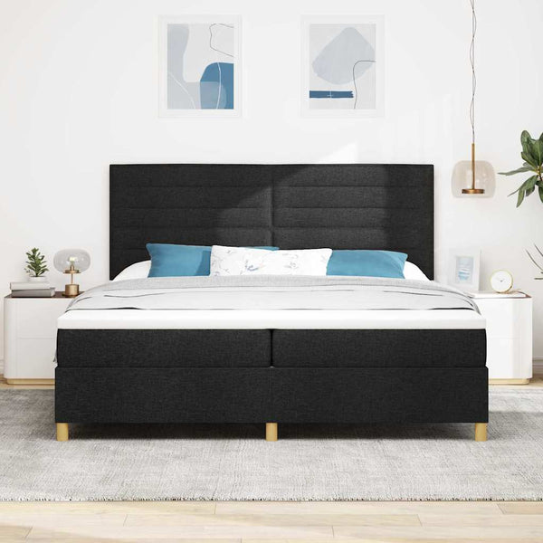 vidaXL LED Box Spring Bed with Mattress Black 200 x 200 cm Fabric