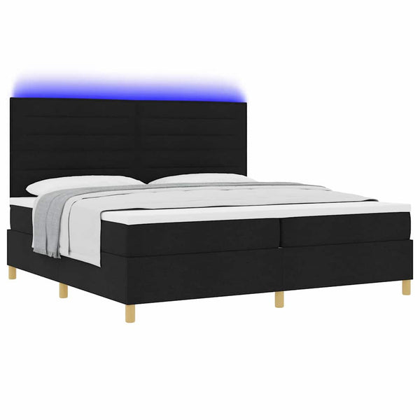 vidaXL LED Box Spring Bed with Mattress Black 200 x 200 cm Fabric