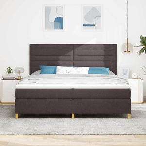 vidaXL LED Box Spring Bed with Mattress Dark Brown 200 x 200 cm Fabric