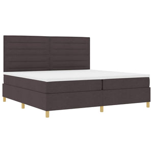 vidaXL LED Box Spring Bed with Mattress Dark Brown 200 x 200 cm Fabric