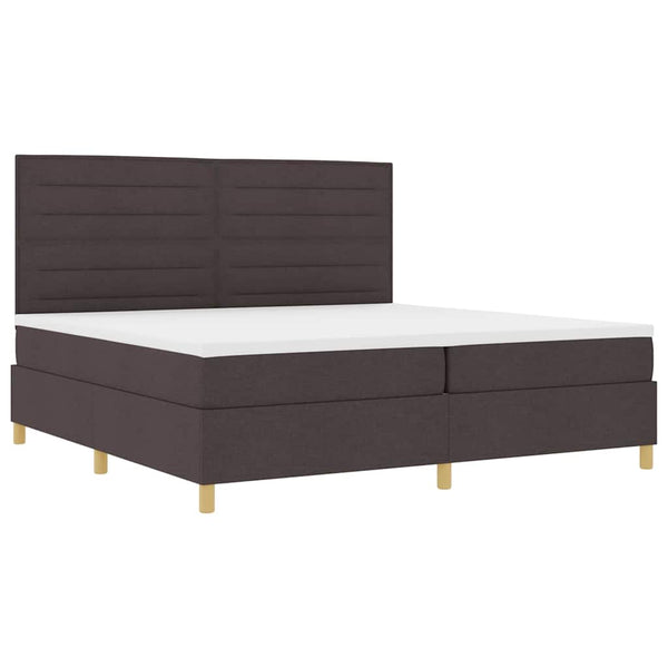 vidaXL LED Box Spring Bed with Mattress Dark Brown 200 x 200 cm Fabric