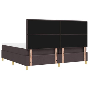 vidaXL LED Box Spring Bed with Mattress Dark Brown 200 x 200 cm Fabric