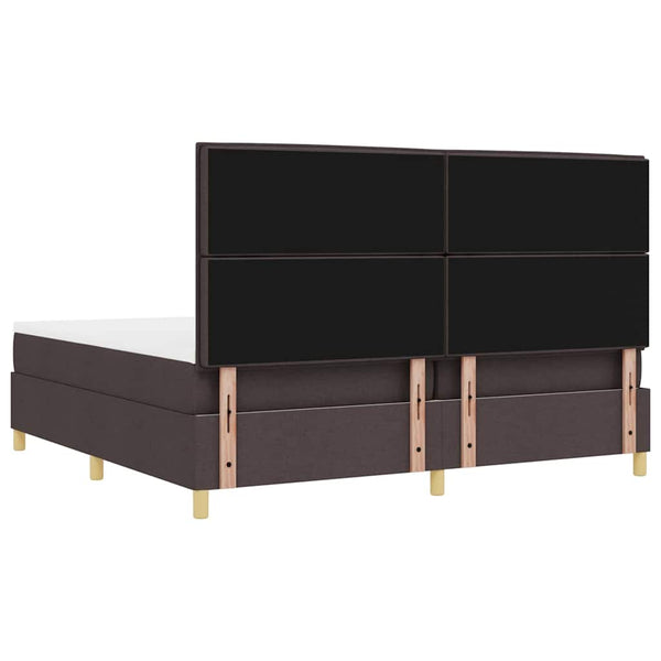 vidaXL LED Box Spring Bed with Mattress Dark Brown 200 x 200 cm Fabric