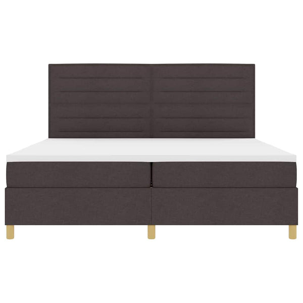vidaXL LED Box Spring Bed with Mattress Dark Brown 200 x 200 cm Fabric
