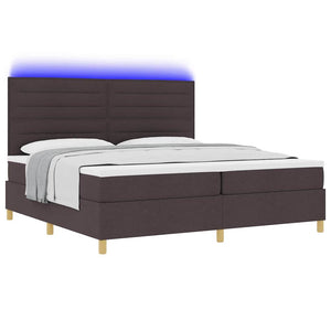 vidaXL LED Box Spring Bed with Mattress Dark Brown 200 x 200 cm Fabric