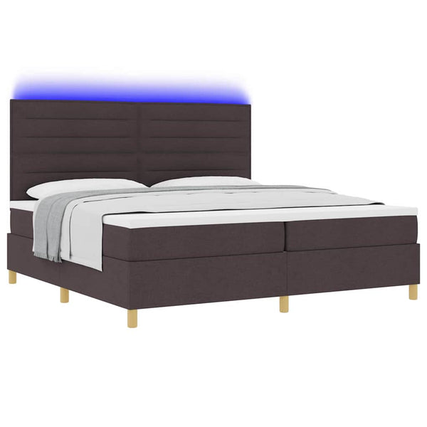vidaXL LED Box Spring Bed with Mattress Dark Brown 200 x 200 cm Fabric
