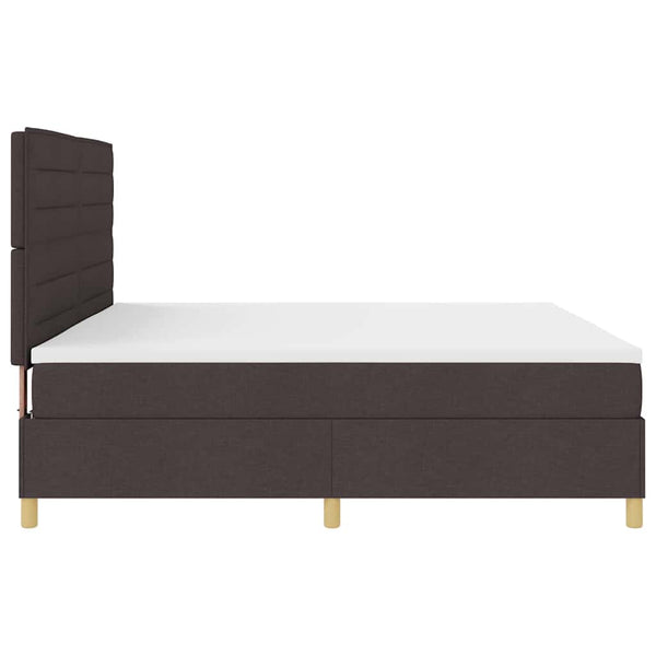 vidaXL LED Box Spring Bed with Mattress Dark Brown 200 x 200 cm Fabric