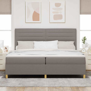 vidaXL LED Box Spring Bed with Mattress Taupe 200 x 200 cm Fabric