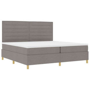vidaXL LED Box Spring Bed with Mattress Taupe 200 x 200 cm Fabric