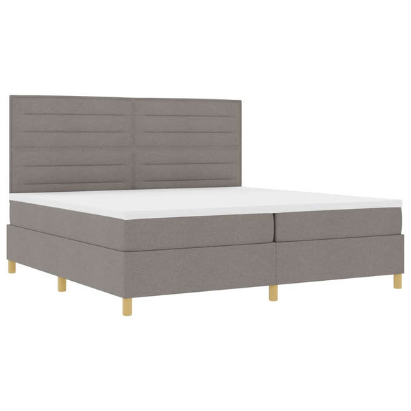 vidaXL LED Box Spring Bed with Mattress Taupe 200 x 200 cm Fabric