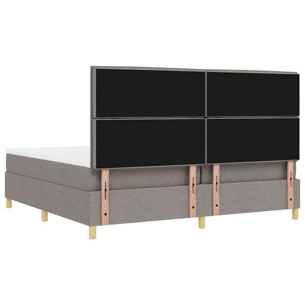 vidaXL LED Box Spring Bed with Mattress Taupe 200 x 200 cm Fabric
