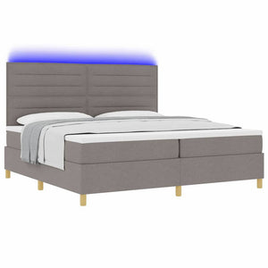 vidaXL LED Box Spring Bed with Mattress Taupe 200 x 200 cm Fabric