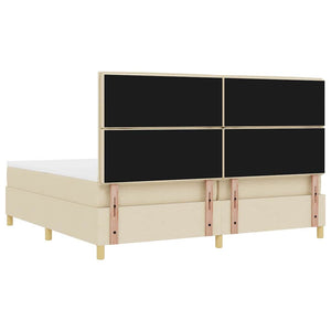 vidaXL LED Box Spring Bed with Mattress Cream 200 x 200 cm Fabric