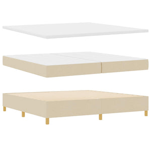 vidaXL LED Box Spring Bed with Mattress Cream 200 x 200 cm Fabric