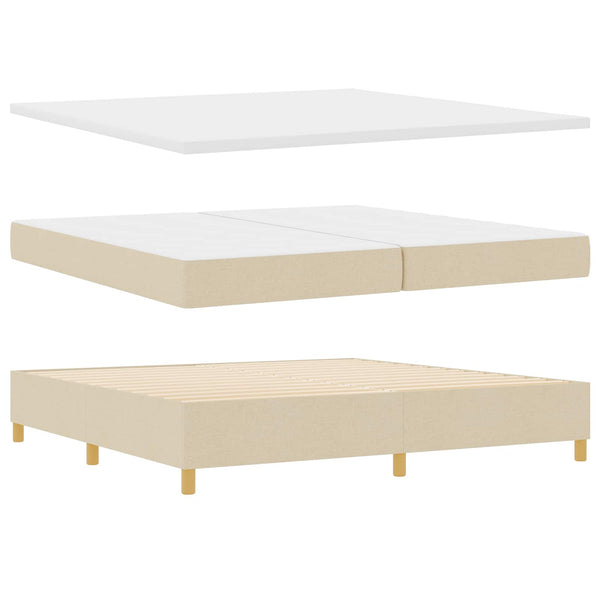 vidaXL LED Box Spring Bed with Mattress Cream 200 x 200 cm Fabric