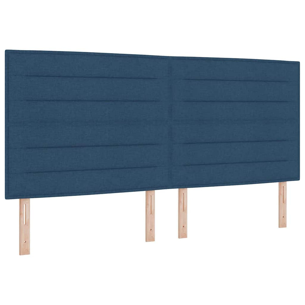 vidaXL LED Box Spring Bed with Mattress Blue 200 x 200 cm Fabric