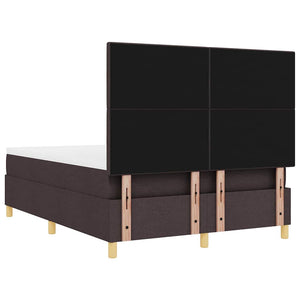 vidaXL LED Box Spring Bed with Mattress Dark Brown 160 x 200 cm Fabric