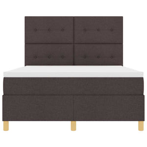 vidaXL LED Box Spring Bed with Mattress Dark Brown 160 x 200 cm Fabric