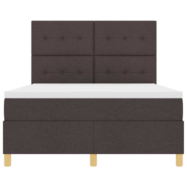 vidaXL LED Box Spring Bed with Mattress Dark Brown 160 x 200 cm Fabric