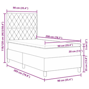 vidaXL LED Box Spring Bed with Mattress Pink 90 x 200 cm Velvet