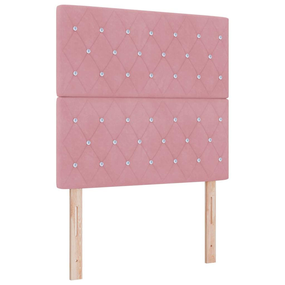 vidaXL LED Box Spring Bed with Mattress Pink 120 x 190 cm Velvet