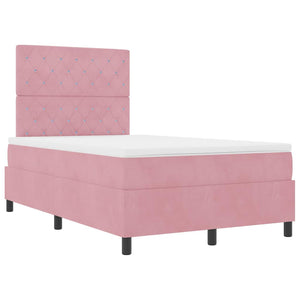 vidaXL LED Box Spring Bed with Mattress Pink 120 x 200 cm Velvet