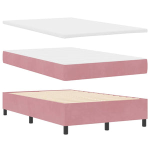vidaXL LED Box Spring Bed with Mattress Pink 120 x 200 cm Velvet