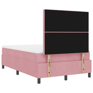 vidaXL LED Box Spring Bed with Mattress Pink 120 x 200 cm Velvet