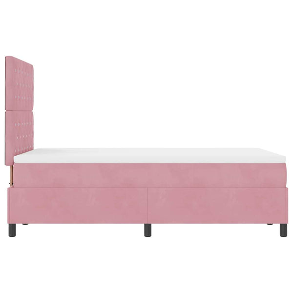 vidaXL LED Box Spring Bed with Mattress Pink 120 x 200 cm Velvet