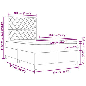 vidaXL LED Box Spring Bed with Mattress Pink 120 x 200 cm Velvet