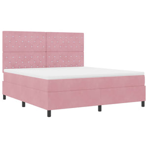 vidaXL LED Box Spring Bed with Mattress Pink 180 x 200 cm Velvet