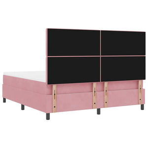 vidaXL LED Box Spring Bed with Mattress Pink 180 x 200 cm Velvet