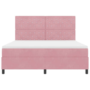 vidaXL LED Box Spring Bed with Mattress Pink 180 x 200 cm Velvet