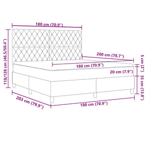 vidaXL LED Box Spring Bed with Mattress Pink 180 x 200 cm Velvet