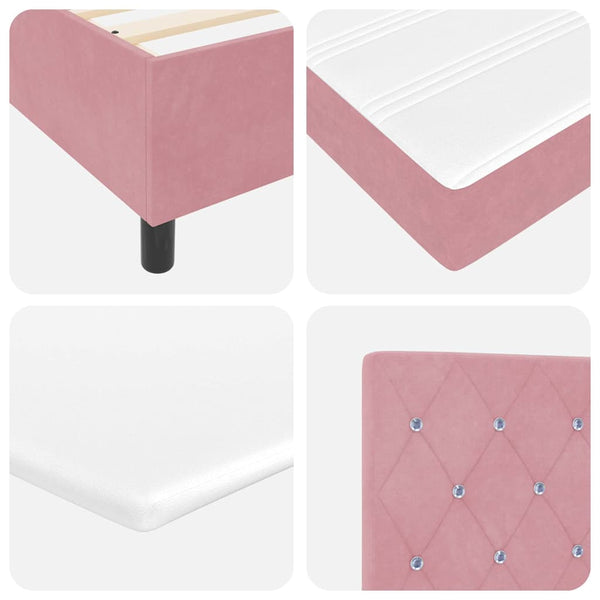 vidaXL LED Box Spring Bed with Mattress Pink 200 x 200 cm Velvet