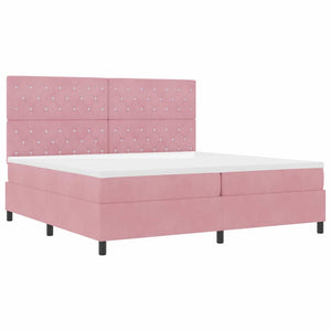 vidaXL LED Box Spring Bed with Mattress Pink 200 x 200 cm Velvet
